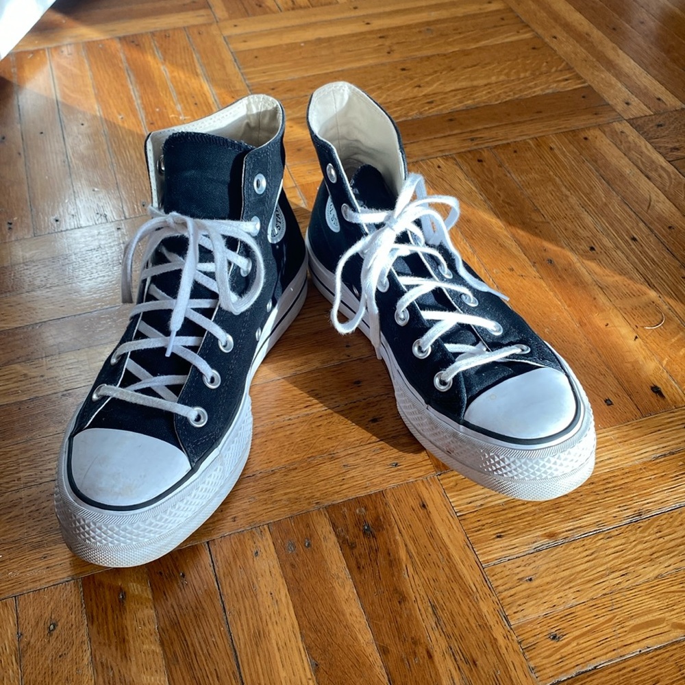 Black platform converse size 8